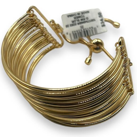 NEW Macy's Style & Co Gold Bracelet Chunky Multi Band Bolo Toggle Cuff - Picture 1 of 9